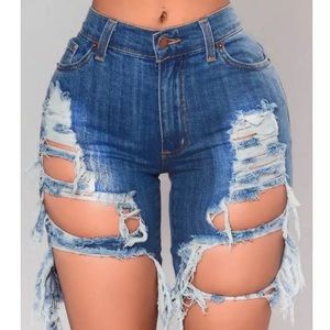 Ripped Jean Shorts